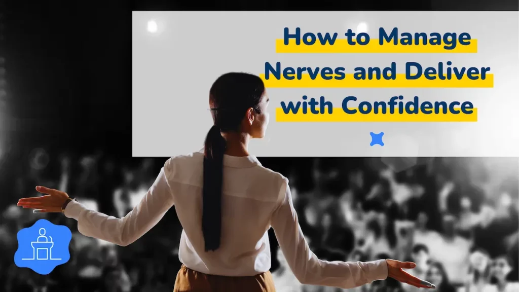 Woman managing nerves and speaking with confidence in front of an audience