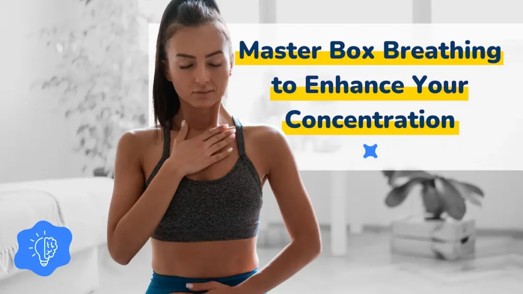 Woman practising box breathing exercise to enhance concentration.